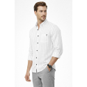 DeepSEA Slim Fit Çizgili %100 Pamuk Erkek Gömlek – Nefes Alan Şık Günlük Gömlek 2602623