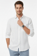DeepSEA Slim Fit Çizgili %100 Pamuk Erkek Gömlek – Nefes Alan Şık Günlük Gömlek 2602623