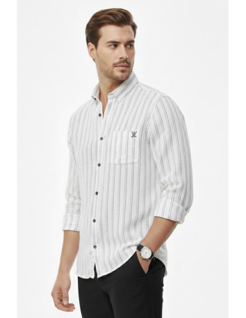 DeepSEA Slim Fit Çizgili %100 Pamuk Erkek Gömlek – Nefes Alan Şık Günlük Gömlek 2602623 2