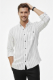 DeepSEA Slim Fit Çizgili %100 Pamuk Erkek Gömlek – Nefes Alan Şık Günlük Gömlek 2602623