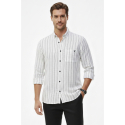 DeepSEA Slim Fit Çizgili %100 Pamuk Erkek Gömlek – Nefes Alan Şık Günlük Gömlek 2602623
