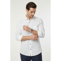 DeepSEA Slim Fit Çizgili %100 Pamuk Erkek Gömlek – Nefes Alan Şık Günlük Gömlek 2602623