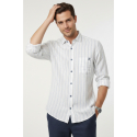 DeepSEA Slim Fit Çizgili %100 Pamuk Erkek Gömlek – Nefes Alan Şık Günlük Gömlek 2602623