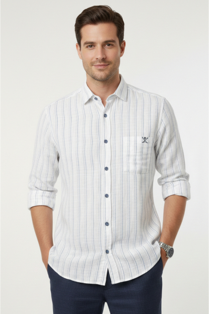 DeepSEA Slim Fit Çizgili %100 Pamuk Erkek Gömlek – Nefes Alan Şık Günlük Gömlek 2602623