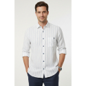 DeepSEA Slim Fit Çizgili %100 Pamuk Erkek Gömlek – Nefes Alan Şık Günlük Gömlek 2602623
