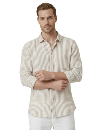 DeepSEA Slim Fit Çizgili %100 Pamuk Erkek Gömlek – Nefes Alan Şık Günlük Gömlek 2602627