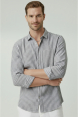 DeepSEA Slim Fit Çizgili %100 Pamuk Erkek Gömlek – Nefes Alan Şık Günlük Gömlek 2602627