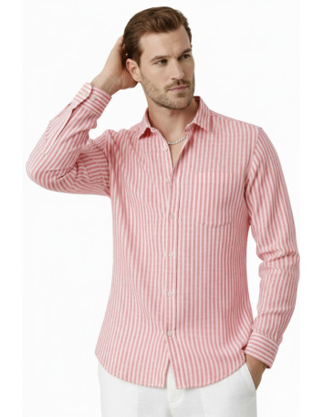 DeepSEA Slim Fit Çizgili %100 Pamuk Erkek Gömlek – Nefes Alan Şık Günlük Gömlek 2602627 2