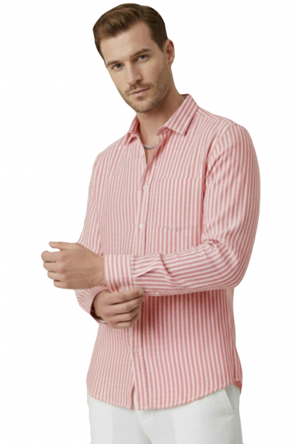 DeepSEA Slim Fit Çizgili %100 Pamuk Erkek Gömlek – Nefes Alan Şık Günlük Gömlek 2602627