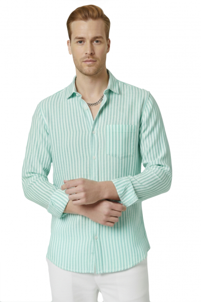 DeepSEA Slim Fit Çizgili %100 Pamuk Erkek Gömlek – Nefes Alan Şık Günlük Gömlek 2602627