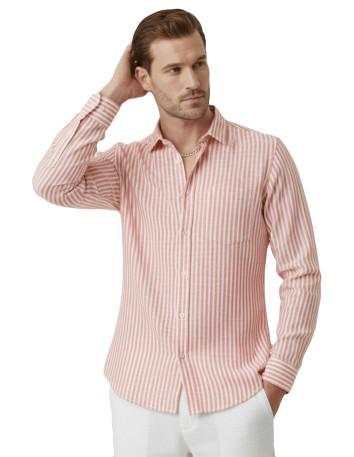 DeepSEA Slim Fit Çizgili %100 Pamuk Erkek Gömlek – Nefes Alan Şık Günlük Gömlek 2602627