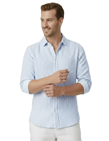DeepSEA Slim Fit Çizgili %100 Pamuk Erkek Gömlek – Nefes Alan Şık Günlük Gömlek 2602627