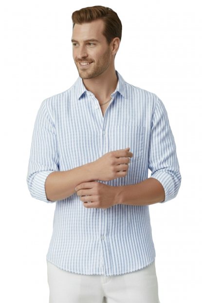 DeepSEA Slim Fit Çizgili %100 Pamuk Erkek Gömlek – Nefes Alan Şık Günlük Gömlek 2602627