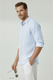 DeepSEA Slim Fit Çizgili %100 Pamuk Erkek Gömlek – Nefes Alan Şık Günlük Gömlek 2602627