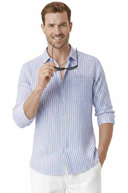 DeepSEA Slim Fit Çizgili %100 Pamuk Erkek Gömlek – Nefes Alan Şık Günlük Gömlek 2602627