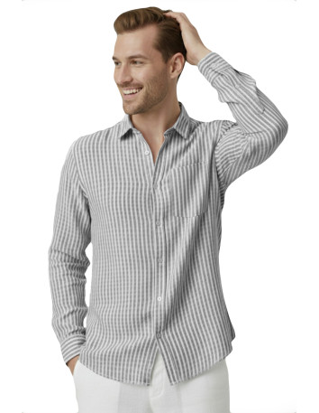 DeepSEA Slim Fit Çizgili %100 Pamuk Erkek Gömlek – Nefes Alan Şık Günlük Gömlek 2602627