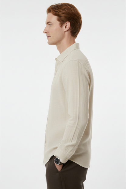 DeepSEA Slim Fit Çizgili %100 Pamuk Erkek Gömlek – Nefes Alan Şık Günlük Gömlek 2602616
