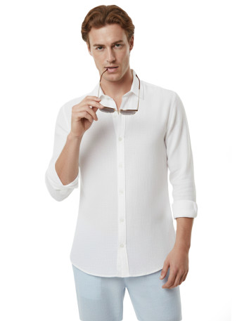 DeepSEA Slim Fit Çizgili %100 Pamuk Erkek Gömlek – Nefes Alan Şık Günlük Gömlek 2602616