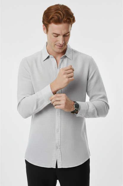 DeepSEA Slim Fit Çizgili %100 Pamuk Erkek Gömlek – Nefes Alan Şık Günlük Gömlek 2602616