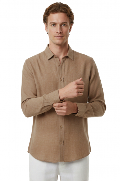 DeepSEA Slim Fit Çizgili %100 Pamuk Erkek Gömlek – Nefes Alan Şık Günlük Gömlek 2602616