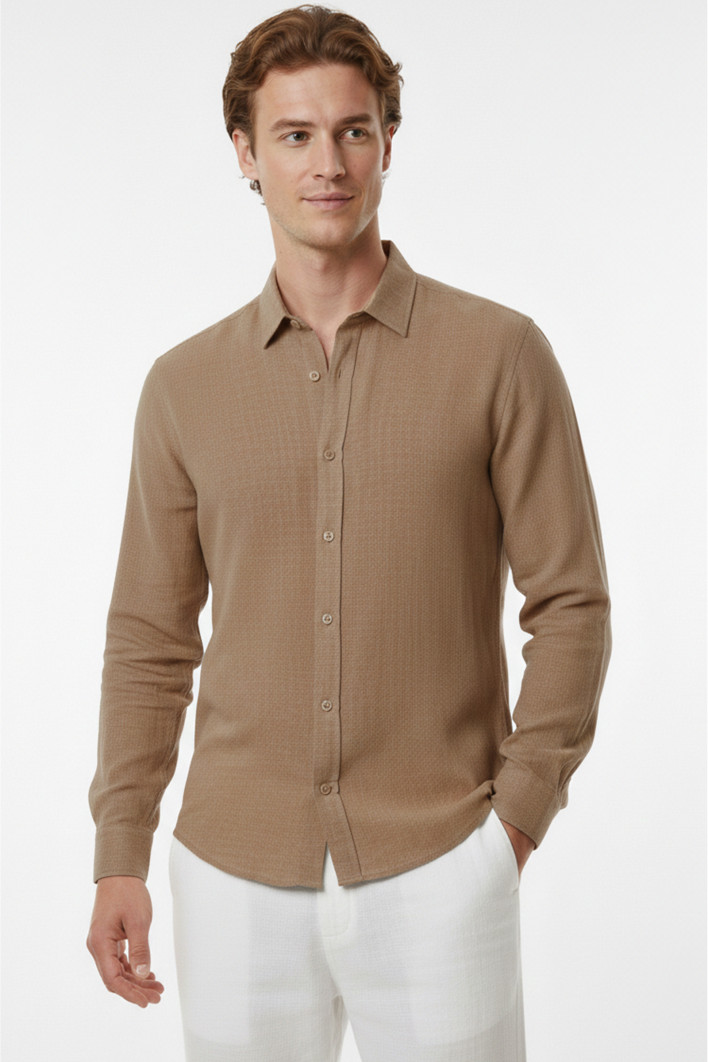 DeepSEA Slim Fit Çizgili %100 Pamuk Erkek Gömlek – Nefes Alan Şık Günlük Gömlek 2602616 2
