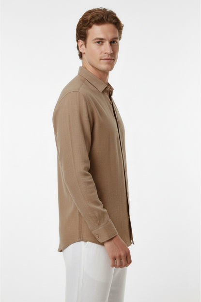 DeepSEA Slim Fit Çizgili %100 Pamuk Erkek Gömlek – Nefes Alan Şık Günlük Gömlek 2602616