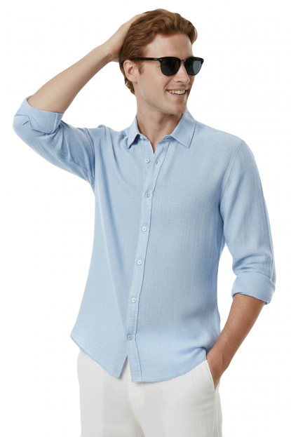 DeepSEA Slim Fit Çizgili %100 Pamuk Erkek Gömlek – Nefes Alan Şık Günlük Gömlek 2602616