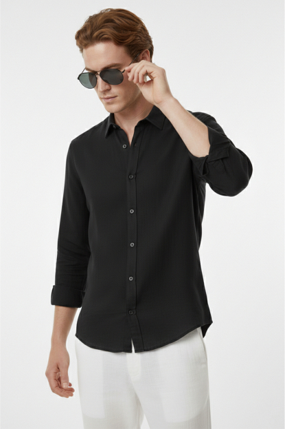 DeepSEA Slim Fit Çizgili %100 Pamuk Erkek Gömlek – Nefes Alan Şık Günlük Gömlek 2602616