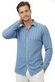 DeepSEA Rahat Kalıp %100 Keten Erkek Gömlek – Yazlık Çizgi Desenli Yeni Sezon Gömlek 2602601