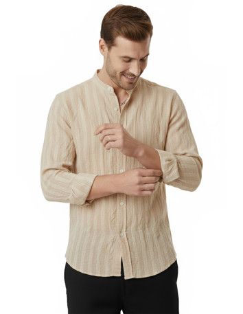 DeepSEA Slim Fit Çizgili %100 Pamuk Erkek Gömlek – Nefes Alan Şık Günlük Gömlek 2602621