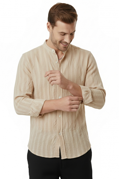 DeepSEA Slim Fit Çizgili %100 Pamuk Erkek Gömlek – Nefes Alan Şık Günlük Gömlek 2602621