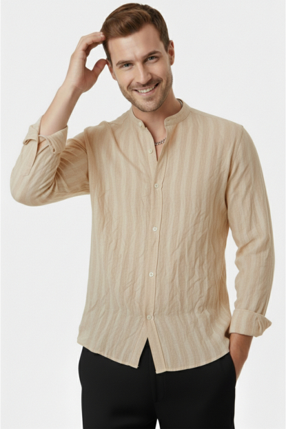 DeepSEA Slim Fit Çizgili %100 Pamuk Erkek Gömlek – Nefes Alan Şık Günlük Gömlek 2602621