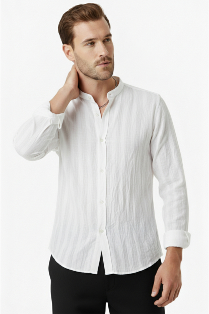 DeepSEA Slim Fit Çizgili %100 Pamuk Erkek Gömlek – Nefes Alan Şık Günlük Gömlek 2602621
