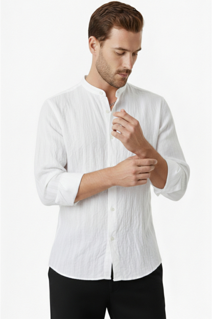 DeepSEA Slim Fit Çizgili %100 Pamuk Erkek Gömlek – Nefes Alan Şık Günlük Gömlek 2602621