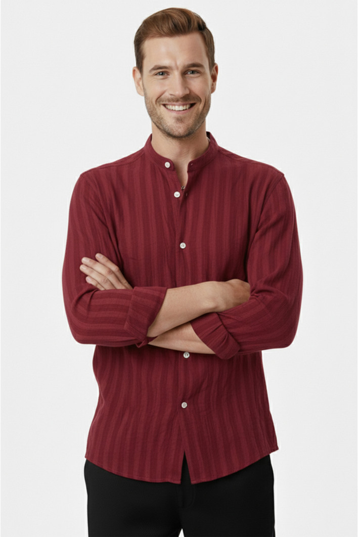 DeepSEA Slim Fit Çizgili %100 Pamuk Erkek Gömlek – Nefes Alan Şık Günlük Gömlek 2602621 2