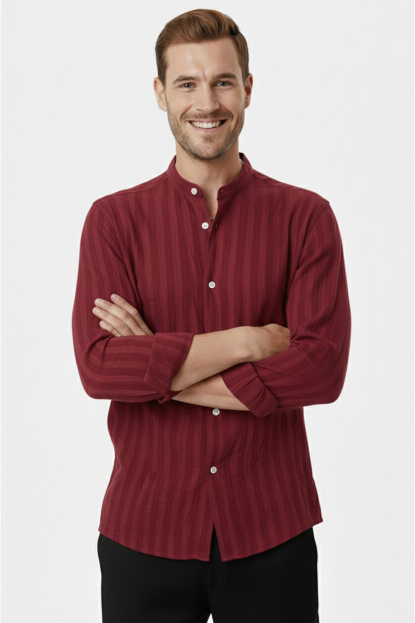 DeepSEA Slim Fit Çizgili %100 Pamuk Erkek Gömlek – Nefes Alan Şık Günlük Gömlek 2602621