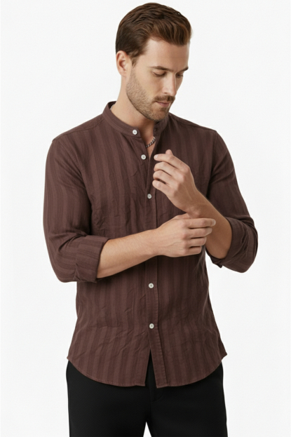 DeepSEA Slim Fit Çizgili %100 Pamuk Erkek Gömlek – Nefes Alan Şık Günlük Gömlek 2602621