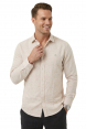 DeepSEA Çizgi Dokulu Hakim Yaka Rahat Kalıp Kırışık Viskon Keten Erkek Gömlek 2602624