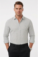 DeepSEA Çizgi Dokulu Hakim Yaka Rahat Kalıp Kırışık Viskon Keten Erkek Gömlek 2602624