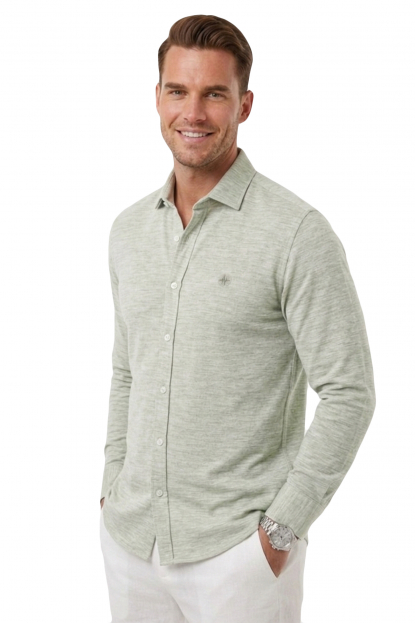 DeepSEA Çizgi Dokulu Hakim Yaka Rahat Kalıp Kırışık Viskon Keten Erkek Gömlek 2602624