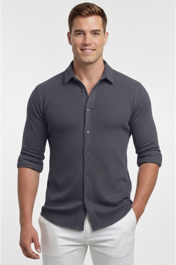 DeepSEA Slim Fit Erkek Gömlek Kolay Ütülenen Nefes Alan Kumaş, Dört Mevsim Şıklık 2602604 2