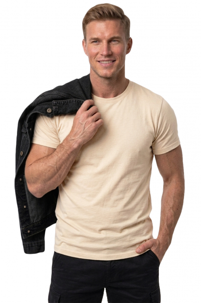 DeepSEA Sıfır Yakalı Likralı Dar Kesim Basic Erkek Tişört 1801131