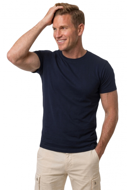 DeepSEA Sıfır Yakalı Likralı Dar Kesim Basic Erkek Tişört 1801131