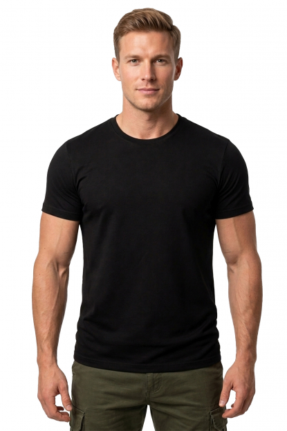 DeepSEA Sıfır Yakalı Likralı Dar Kesim Basic Erkek Tişört 1801131