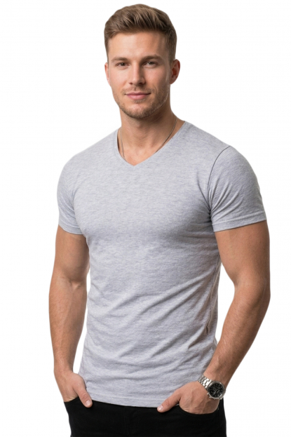 DeepSEA V Yakalı Likralı Dar Kesim Erkek Tişört 1801165