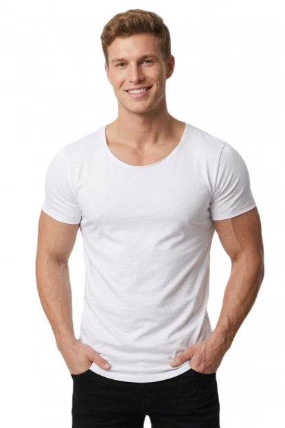 DeepSEA Yakası ve Kolları Kesik Likralı Geniş Yakalı Erkek Tişört 1801199