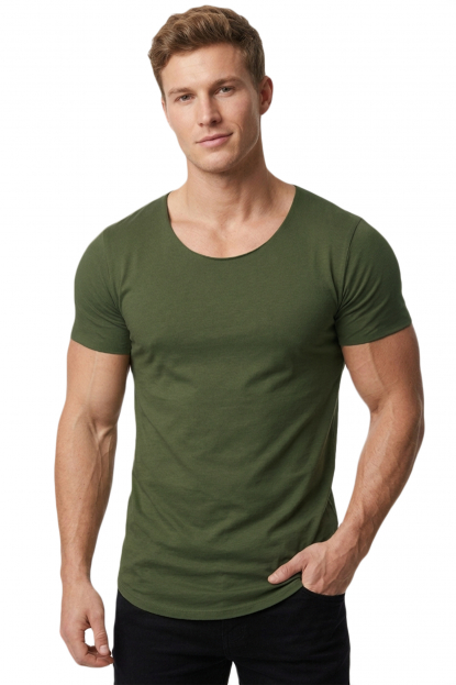 DeepSEA Yakası ve Kolları Kesik Likralı Geniş Yakalı Erkek Tişört 1801199