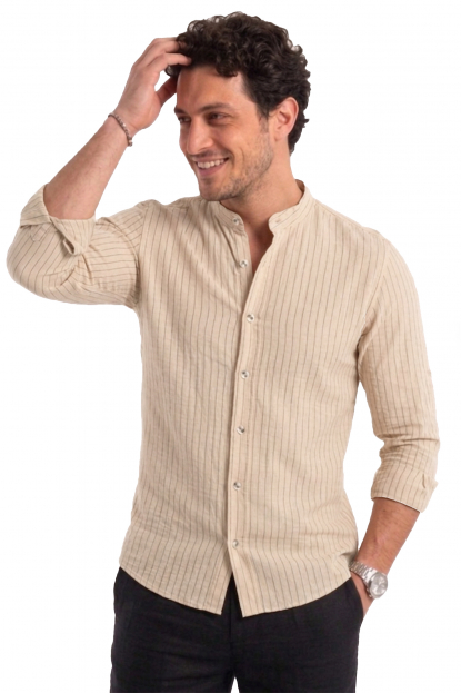 DeepSEA Modal Kumaş Likralı Rahat Kalıp Kırışmayan Ütü Gerektirmeyen Erkek Gömlek 2602629