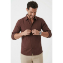 DeepSEA Modal Kumaş Likralı Rahat Kalıp Kırışmayan Ütü Gerektirmeyen Erkek Gömlek 2602606