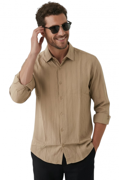 DeepSEA Modal Kumaş Likralı Rahat Kalıp Kırışmayan Ütü Gerektirmeyen Erkek Gömlek 2602606